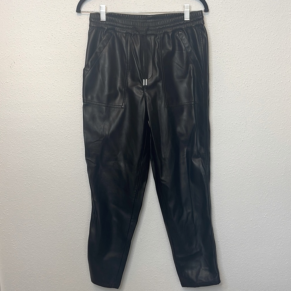 Blank NYC Black Vegan Leather Jogger Pants
